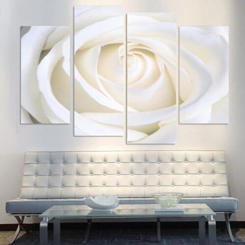 4 Piece Home Decor Oil Painting Beautiful Flowers HD Print on Canvas Wall Art Picture for Living Room Christmas Gifts