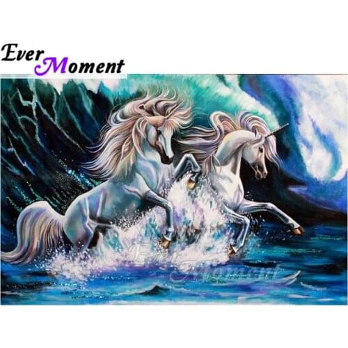 Ever Moment Diamond Painting Running Horse Sea Handmade Picture Of Rhinestone Mosaic Full Square Diamond Embroidery ASF1881