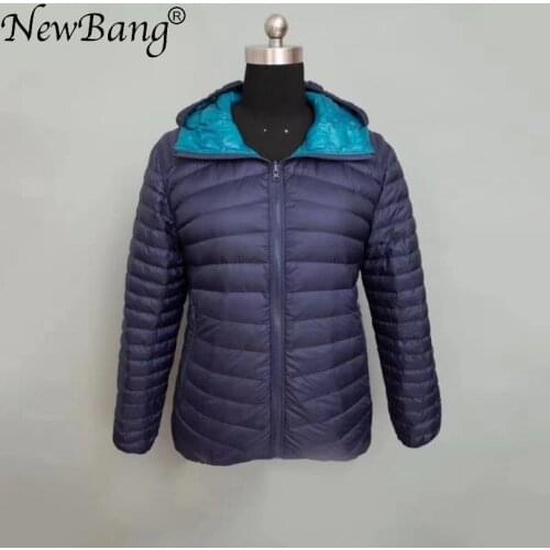 NewBang Brand Down Jacket Woman Hooded Ultra Light Down Jacket Women Double Side Reversible Jackets Lightweight Warm Coat