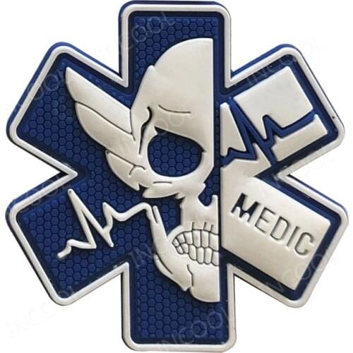 3D PVC Medical PARAMEDIC Skull Patches Tactical Military Decorative Patches Combat Rubber Medic Badges For Caps Backpack