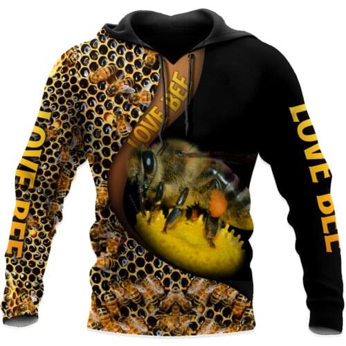 Fashionable Beautiful love bee Sweatshirt 3D print Unisex casual Zip Hoodie casual Street hip hop Hoodie