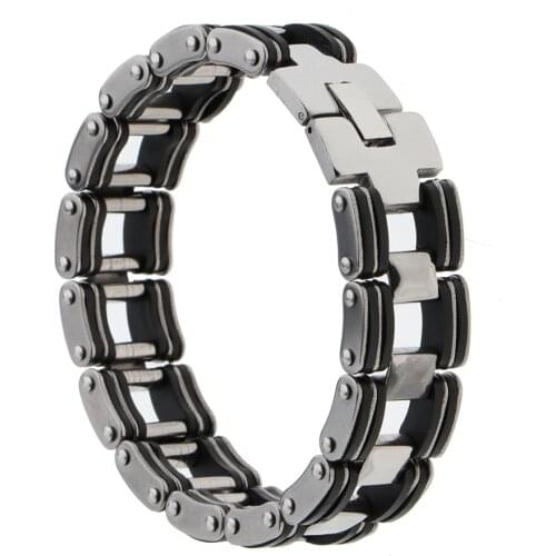 Fashion Mens Gothic Biker Stainless Steel Bike Chain Shaped Bracelet