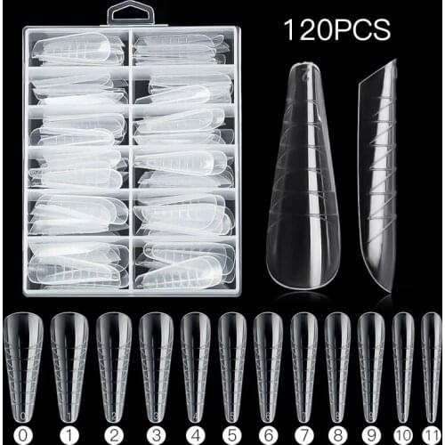 Fake Nails Poly Extension Gel Dual Nail Form Coffin Nails Clear Ballerina Nail Tips Full Cover 120pcs