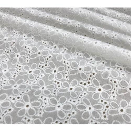 New Fashion Eyelet Cotton Lace Fabric With Jacquard Flower For Eyelet Dress, Party Dress, Blouse, Costume
