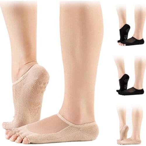 2019 New Breathable Non-Skid Womens Yoga Sports Open Toe Topper Socks Half Socks Forefoot Padded Cushion Socks