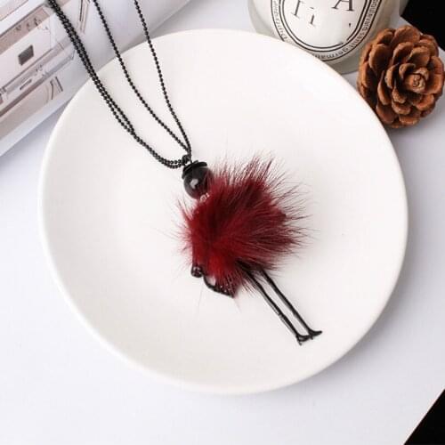New fashion jewelry bohemian sweater chain crystal necklace wild female elegant necklace mink hair girl long necklace