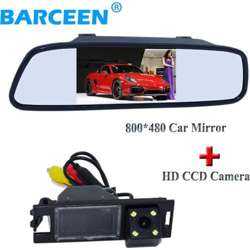 Original set include 4.3" car rear reserve mirror monitor+4 led car reversing camera for Hyundai IX35 2010/2012 / tucson 2011
