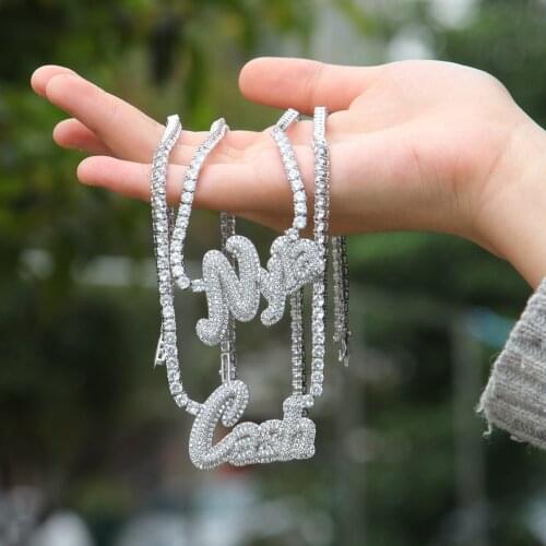 3UMeter Stitching Letters Hip Hop Necklace Personality DIY Letter Name Clavicle Chain Tennis Chain Men Nameplate Necklace Gift