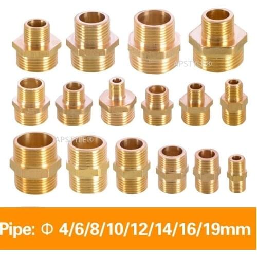 1/8" 1/4" 3/8" 1/2" 3/4" 1" BSP Male Thread Brass Pipe Fitting Hex Nipple Coupler Connector Adapter For Water Fuel Gas