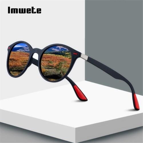 Imwete Polarized Sunglasses Men Women Reflective Round Sun Glasses UV400 Driving Coating Fishing Sport Outdoor Eyeglasses