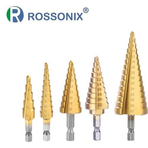 HSS Titanium Coated Step Drill Bit High Speed Steel Metal Wood Hole Cutter Cone Drilling Tool 3-12mm 4-12mm 4-20mm 4-22mm 4-32mm