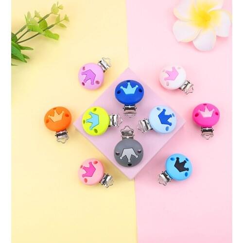 Sunrony 3pcs Silicone Pacifier Clip Crown DIY Baby Teething Teether Necklace Bead Tool Nurs Gift Round Heart Accessories