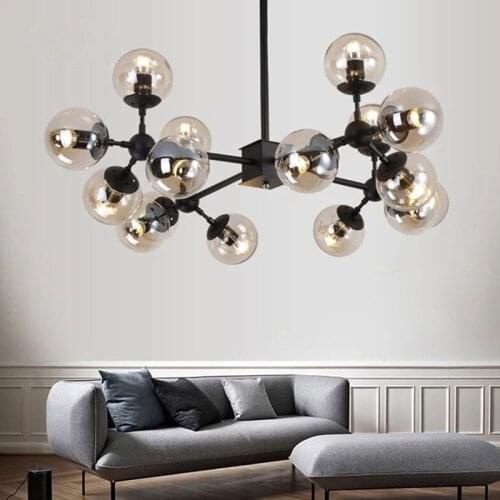 Vintage Retro chandelier Iron industrial glass ball chandelier classic luminaria LED for foyer dinning room kitchen rustic light