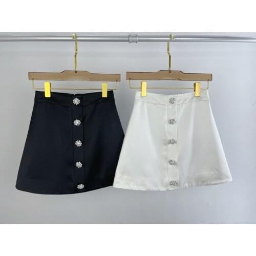 Summer High 2021SS Quality Women Diamonds Button A-Line Casual Skirt 2 Color For Female Gdnz 6.27
