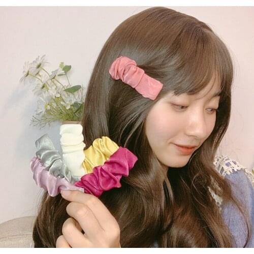 2021 New Women Elegant Silk Velvet Hairpins Girls Sweet Solid Color Folds Hair Clip Barrette Headband Fashion Hair Accessories