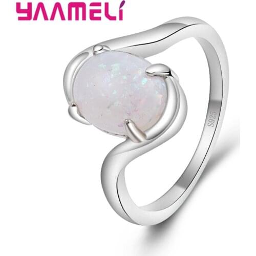 Elegant New Fire Opal Rings For Women 925 Silver Wedding Ring Charm Jewelry for Party Fine 925 Silver Gift