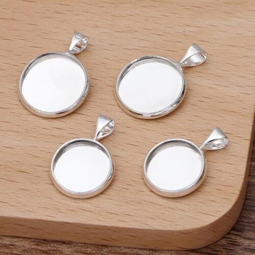 100 PCS 12mm 14mm Round Cabochon Base Metal Brass Round Charms Pendant Base Settings For DIY Jewelry Making