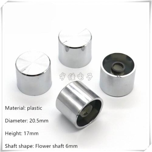 2 Piece 20.5*17MM silver plating plastic knob potentiometer rotary encoder volume switch knob suitable for flower shaft 6MM