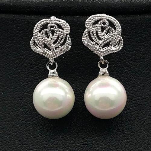 2018 flower shell Pearl clip on earrings for women,without piercing design no hole ear clip jewelry