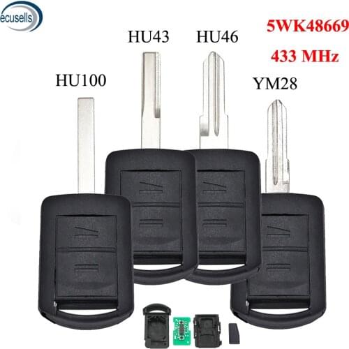 2B Remote Key Fob 433Mhz ID40 Chip for Vauxhall For Opel Corsa C Combo 2001-2004 HU100 HU46 YM28 HU43 Blade FCC ID:5WK48669