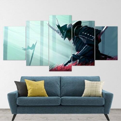 5 Piece Wall Art Canvas Anime Manga Samurai Defeated Figure Posters Modern Home Interior Decor Living Room Decoratio Paintings