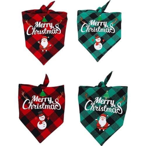 Pet Bandana Plaid Dogs Bibs Large Dog Triangular Scarf Adjustable Cat Plaid Printed Christmas Pet Cats Costume Dog Supplies 1pcs