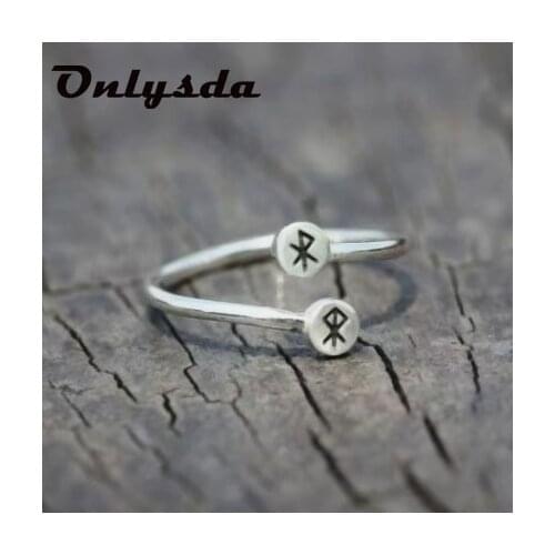 Freeshiping Simple Stainless Steel Odin Norse Viking Amulet Rune Women Man Ring Fashion Words Retro Jewelry Couple&Love Gift