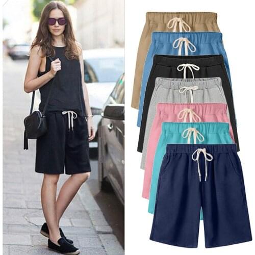 2020 Summer large size women pants Loose Cotton Solid Color casual short Pants Female plus size 7xl 8xl pants 2019 New