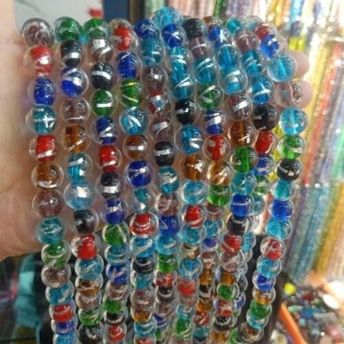 10pcs 12mm Round Mix Color Lampwork SilverFoil Beads DIY Loose Handmade Lampwork Bead For Jewelry Making Bracelet Necklace