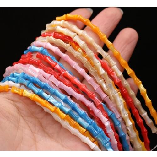 Natural Shell Bamboo Joint Beads Mother of Pearl Seashell Loose Beads for Jewelry Making DIY Tribal Bracelet Necklace Accessory