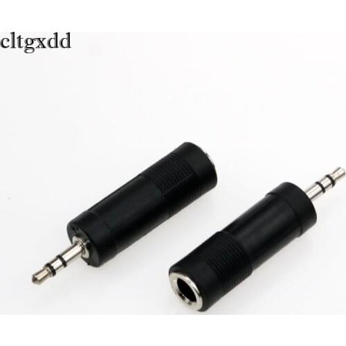 Cltgxdd 5-50pcs Straight Nickelplated Adapter 3.5 mm 3 Tracks Stereo Audio Male to 6.35mm Female Converter Connector