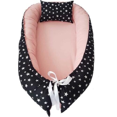 Baby nest bed with pillow portable crib travel bed baby toddler cotton Babynest - Sleep And Play Cushion Cotton Fabric