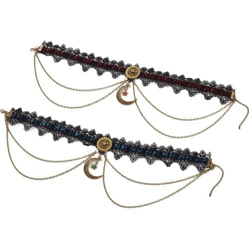 Gothic Black Lace Choker Necklace Punk Chain Sexy Jewel Steampunk Cosplay Accessories