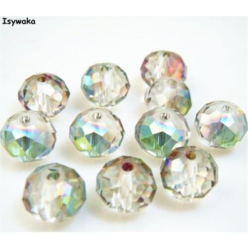 Isywaka Hot Light Green Color 10*12mm 70pcs Rondelle Austria faceted Crystal Glass Beads Loose Spacer Beads for Jewelry Making