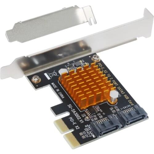 ASMedia1062 PCIe PCI Express to SATA 3.0 Card with Bracket 2 Port SATA III 6Gbps Adapter Big Heatsink for PC SSD HDD IPFS Mining