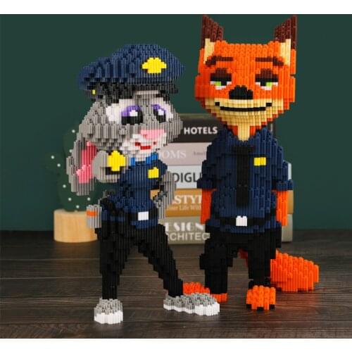 Zootopia Connection Magic Blocks Cartoon Officer Judy Rabbit Nick Fox Figures Disney Model Mini Building Bricks Toy For Children