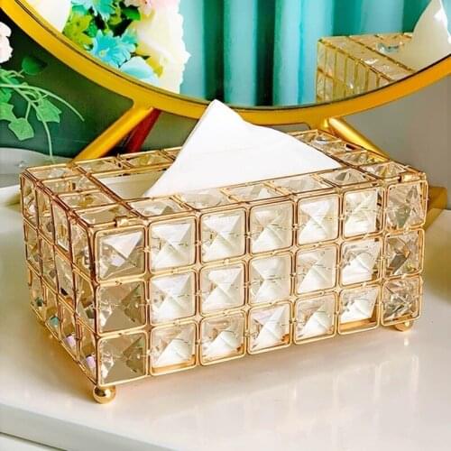 Pearl/Crystal Tissue Box European Crystal Car Tissue Box Holder Napkin Dispenser Table Living Room Kitchen Boxes for Decoration