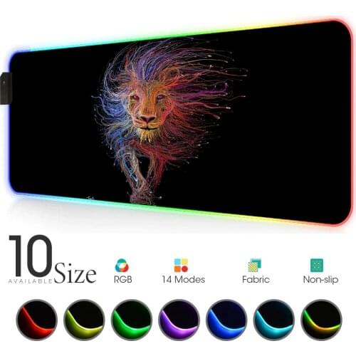 Lion animal RGB Mouse Pad Black Gamer Accessories Large LED MousePad 70x30cm Gaming Desk Mats PC Desk Play Mat with Backlit