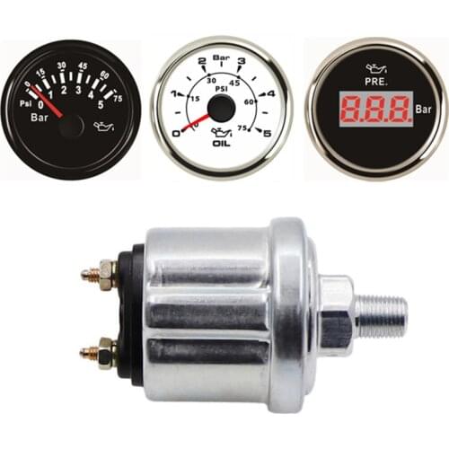 Mechanical Oil Pressure Gauge Sensors NPT-1/8 M10x1 Sending Unit For Truck Boat 0-5bar 0-75psi Oil Pressure Meters