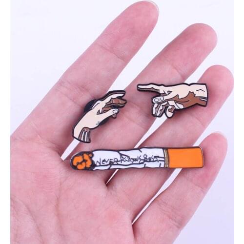 Hand And Smoke Metal Badges On Clothes Lapel Pins For Backpacks DIY Women Couple Badge Shirt Denim Accessories festival Gift