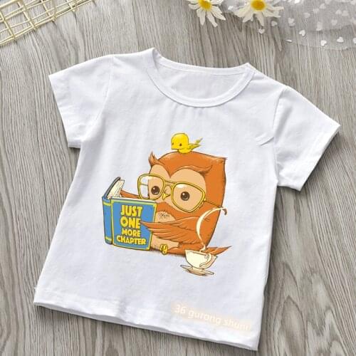 Fashion childrens clothes tshirt funny birds love to read books Graphic printing boys t-shirts summer girls t shirt hiphop tops