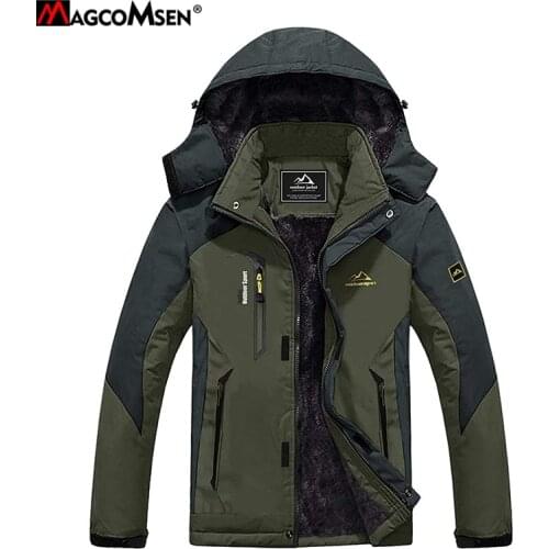 MAGCOMSEN Men Parkas 2021 Winter Thick Fleece Hooded Waterproof Jacket Windproof Coat Warm Outerwear Hiking Skiing Parka Jackets