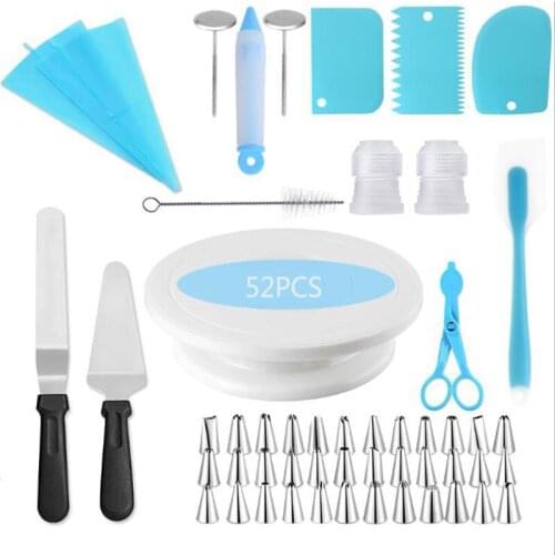 52Pcs/72Pcs/106Pcs Rotating Cake Turntable Cake Decorating Table Set Baking Tools Cake Tools Silk Flower Sets