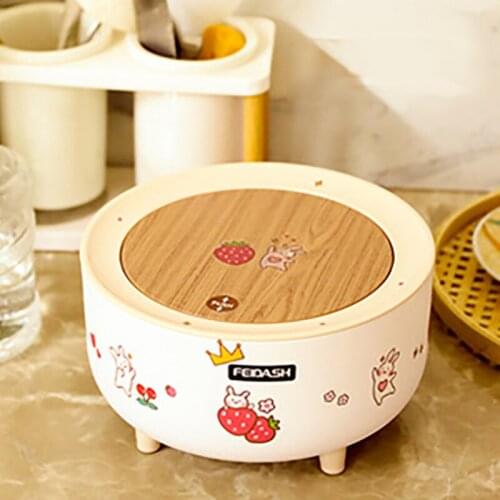 Desktop Mini Trash Can High Foot Design with Non-slip Mat Press Lid Elastic Buckle Tool Home Office Car Storage Bucket Dustbin