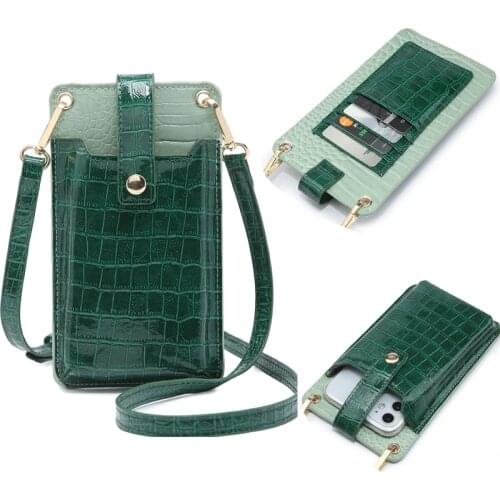 New Arrived Fashion Crocodile Pattern Leather Mini Shoulder Bag Women Mobile Phone Bag for Iphone 11 pro Max Phone Wallet