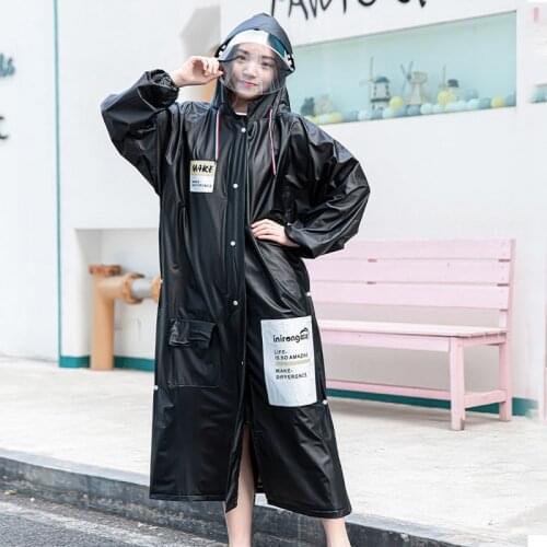 New Black Fashion Adult Waterproof Long Men Women Raincoat Hooded for Big Boy Girl Travel Fishing Climbing Cycling Motorcycle