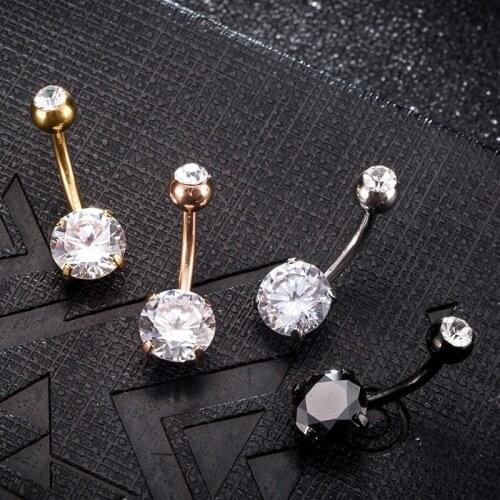 New Summer Style Umbilical Nails Navel Body Piercing Stainless Steel Crystal Belly Button Ring For Women Jewelry