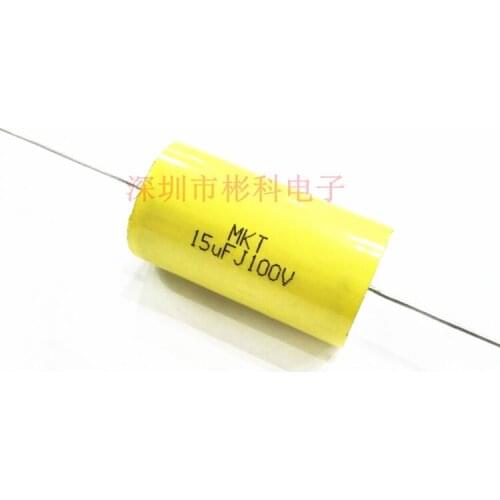 New MKT 15UF 100V 20*35MM xial wear heart non-polarity film capacitor