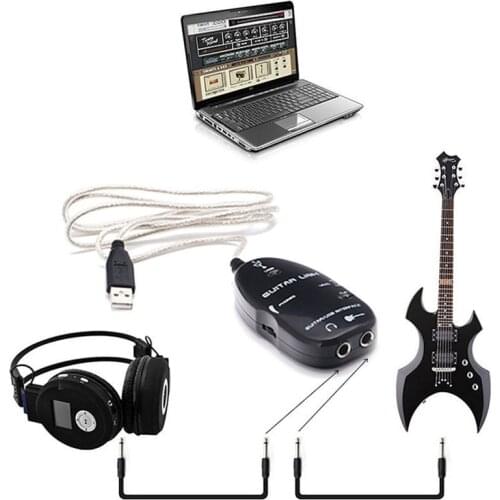 Wholesale Hot Guitar Cable Audio USB Link Interface Adapter For MAC/PC Music Recording Accessories For Guitarra Players Gift