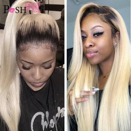 Closure Wig 8 - 24 inch Brazilian Blonde Ombre Human Hair Wig Lace Wig Human Hair Remy 1B 613 Straight Lace Front Wigs for Woman